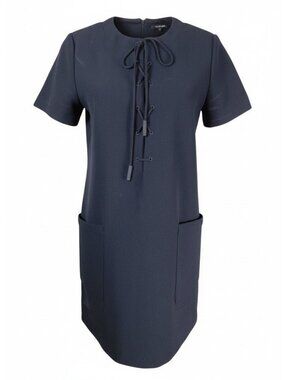 Kendall + Kylie Black Lace-Up Front Dress With Pockets Short Sleeve Size M